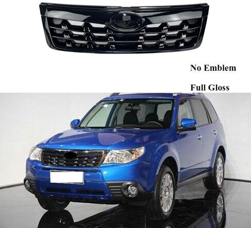 Front Bumper Upper Grill Gloss Black Grille Compatible with Subaru Forester 2009-2013 Accessories Replacement Parts in Kuwait