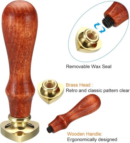Heart Blank Wax Seal Stamp, Removable Brass Head Without Carving Wooden Handle Retro for Envelope Invitation Wine Packing Gift Wrapping in Saudi Arabia