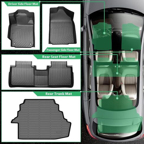 Floor Mats & Cargo Liner for Toyota Camry 2007 2008 2009 2010 2011(Gas ONLY), Custom Fit Camry CE LE SE XLE Floor Mats, Front Rear Mats Custom for Camry Automotive Accessories,TPE Non-Slip Waterproof in Saudi Arabia