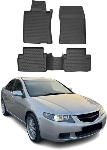 سجادات أرضية OMAC لسيارة Honda Accord Sedan 2003-2007، سجادة مطاطية مناسبة لجميع الأحوال الجوية ثلاثية الأبعاد مقاومة للماء وعديمة الرائحة، بطانات أرضية TPE مقاسة بالليزر وغير قابلة للانزلاق (أسود) in Saudi Arabia