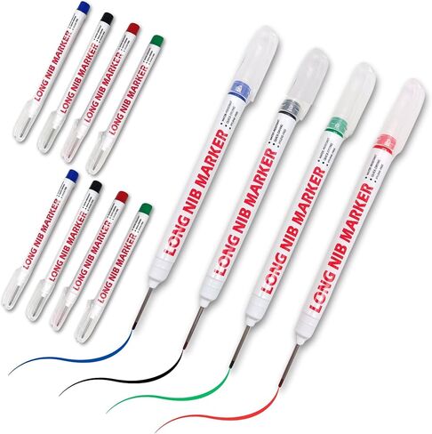 قلم تحديد بفتحة عميقة برأس طويل - 8 قطع 33 مم أداة تحديد طويلة متعددة الأغراض برأس رفيع وتصل إلى الأنف الطويل أقلام دائمة سريعة الجفاف لقلم النجارين والمعادن in Kuwait