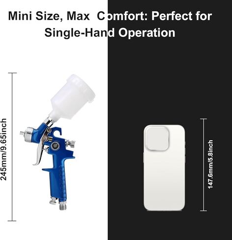 Mini HVLP Air Spray Gun with 0.8/1.0 mm Nozzles, Detail Repair Automotive Paint Gun Kit, 125ml Cup, Auto Paint Sprayer, Small Paint Gun for Car, Primer, Varnish and Top Coat (Blue) in Kuwait