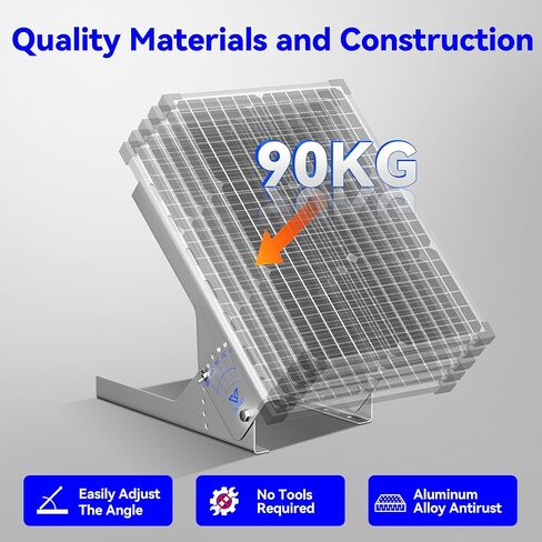 حامل تثبيت اللوحة الشمسية Voltset: دعامة زاوية قابلة للتعديل من الفولاذ الخالد مقاس 13.8 بوصة - قضبان تثبيت على الرف مع الأجهزة، متوافقة مع التركيب ضمن لوحة شمسية 200 وات للجدار والسقف والمركبات الترفيهية والقارب in Kuwait