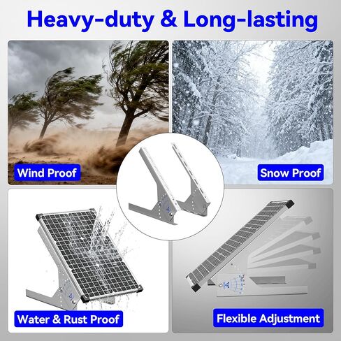 حامل تثبيت اللوحة الشمسية Voltset: دعامة زاوية قابلة للتعديل من الفولاذ الخالد مقاس 13.8 بوصة - قضبان تثبيت على الرف مع الأجهزة، متوافقة مع التركيب ضمن لوحة شمسية 200 وات للجدار والسقف والمركبات الترفيهية والقارب in Kuwait
