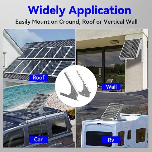 حامل تثبيت اللوحة الشمسية Voltset: دعامة زاوية قابلة للتعديل من الفولاذ الخالد مقاس 13.8 بوصة - قضبان تثبيت على الرف مع الأجهزة، متوافقة مع التركيب ضمن لوحة شمسية 200 وات للجدار والسقف والمركبات الترفيهية والقارب in Kuwait