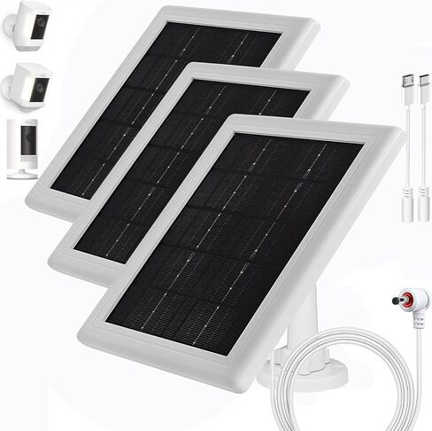 Ring Camera Solar Panel Charger,5W Solar Charger Compatible with Ring Spotlight Cam Stick Up Cam Battery Outdoor Wireless Surveillance Camera, 16.4ft Cable (White, 2 Pack) in Saudi Arabia