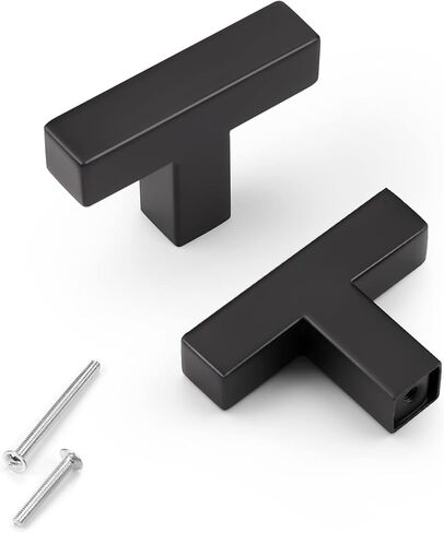 KNOBWELL 6 Pack 5 in Matte Black Kitchen Cabinet Door Handles - Stainless Steel Drawer Dresser Pulls Kitchen Cabinet Handles Black 6 Pack - 5" Hole Centers in Saudi Arabia