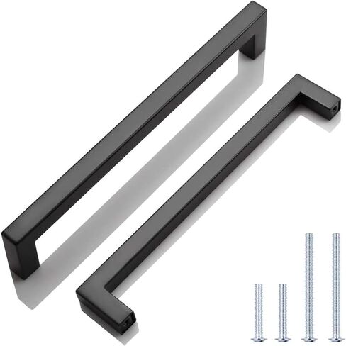 KNOBWELL 6 Pack 5 in Matte Black Kitchen Cabinet Door Handles - Stainless Steel Drawer Dresser Pulls Kitchen Cabinet Handles Black 6 Pack - 5" Hole Centers in Saudi Arabia