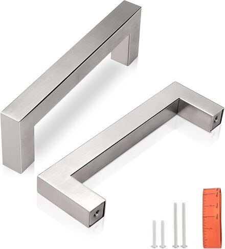 KNOBWELL 6 Pack 5 in Matte Black Kitchen Cabinet Door Handles - Stainless Steel Drawer Dresser Pulls Kitchen Cabinet Handles Black 6 Pack - 5" Hole Centers in Saudi Arabia