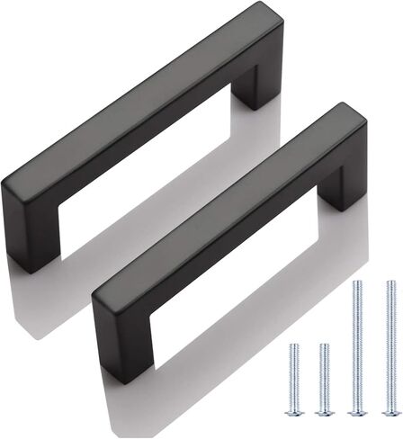 KNOBWELL 6 Pack 5 in Matte Black Kitchen Cabinet Door Handles - Stainless Steel Drawer Dresser Pulls Kitchen Cabinet Handles Black 6 Pack - 5" Hole Centers in Saudi Arabia