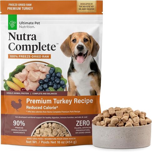 ULTIMATE PET NUTRITION Nutra Complete Freeze Dried Raw Dog Food, Veterinarian Formulated with Antioxidants, Prebiotics & Amino Acids (3 Pound, Beef) in Kuwait