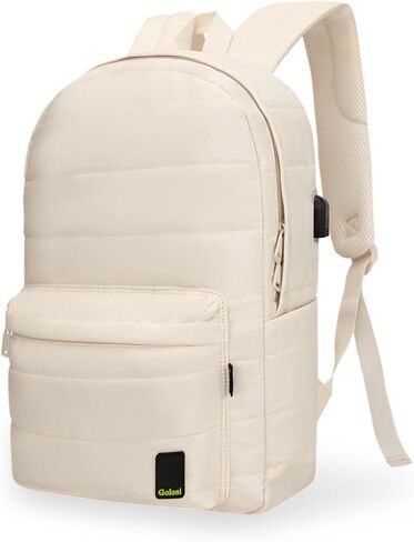 حقيبة ظهر للكمبيوتر المحمول من Goloni للنساء، حقيبة ظهر منتفخة للسفر مع منفذ شحن USB، حقيبة نهارية كاجوال مبطنة مقاومة للماء تناسب كمبيوتر محمول مقاس 15.6 بوصة، أسود in Kuwait