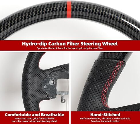 Hydro-Dip Carbon Fiber Steering Wheel for Honda Accord 9TH GEN 2013-2017 Elysion 2014-2021 Odyssey‌ 2014-2021 Round-shaped bottom Nappa Perforated Leather Grip with Anti Slip Groove in Saudi Arabia