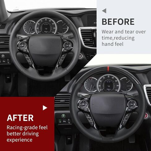 Hydro-Dip Carbon Fiber Steering Wheel for Honda Accord 9TH GEN 2013-2017 Elysion 2014-2021 Odyssey‌ 2014-2021 Round-shaped bottom Nappa Perforated Leather Grip with Anti Slip Groove in Saudi Arabia
