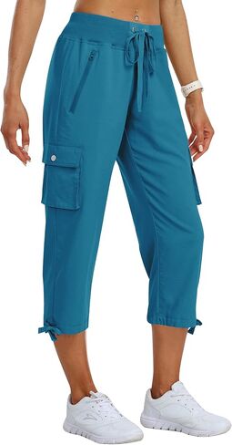 MoFiz Women's Cargo Capris Pants Loose Fit Casual Hiking Pants Lightweight Quick Dry Travel Summer Pants for Women in Kuwait
