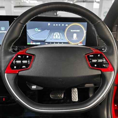 قطعتان من أغطية أزرار عجلة القيادة من YOUTOOCAR متوافقة مع ملحقات Kia EV6 2022-2024 Kia ​​NIRO 2023-2025 (نمط ألياف الكربون) in Saudi Arabia