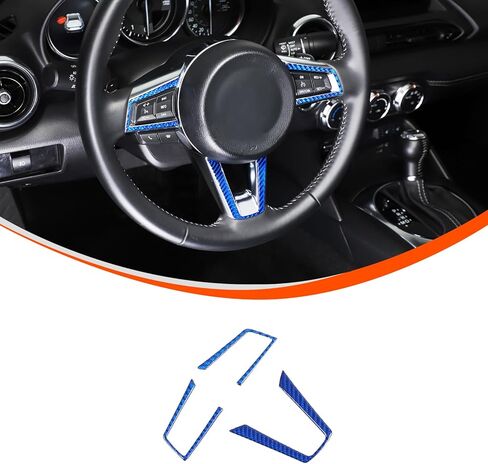 Soft Carbon Fiber Car Steering Wheel Button Molding Trim Frame,for Mazda MX-5 Miata ND Roadster Fiat Abarth 124 2016-2025+,Steering Wheel Button Protect Decorative Frame (Black Carbon Fiber) in Saudi Arabia