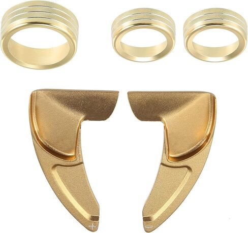 Unifizz Car Gold Tone Steering Wheel Shift Paddle Shifter Extension Set with AC Volume Switch Knob Cover Ring Trim for Dodge Challenger Charger 2015-2021 in Saudi Arabia