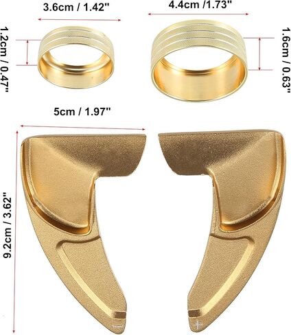 Unifizz Car Gold Tone Steering Wheel Shift Paddle Shifter Extension Set with AC Volume Switch Knob Cover Ring Trim for Dodge Challenger Charger 2015-2021 in Saudi Arabia
