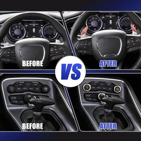 Unifizz Car Gold Tone Steering Wheel Shift Paddle Shifter Extension Set with AC Volume Switch Knob Cover Ring Trim for Dodge Challenger Charger 2015-2021 in Saudi Arabia
