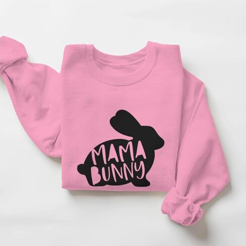 Easter Mama Bunny Sweatshirts for Women Oversized Graphic Pullovers Long Sleeve Crew Neck Tops Plus Size in Saudi Arabia
