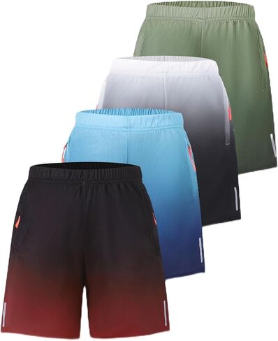 PureChapter Boys Basketball Shorts 4 Pack Quick Dry Athletic Sports Gym Shorts with Zip Pockets for Kids Ages 8-12 in Saudi Arabia