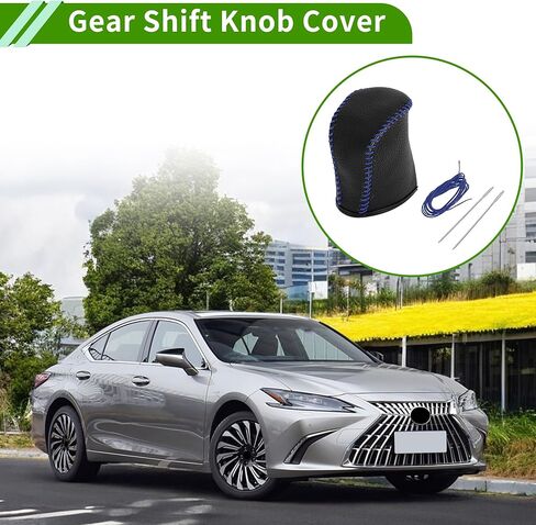 Gear Shift Knob Cover for Lexus NX300 2014-2021 Anti-Slip Pebbled Black Blue Stick Shifting Handle Protector Faux Leather 1 Pc in Saudi Arabia