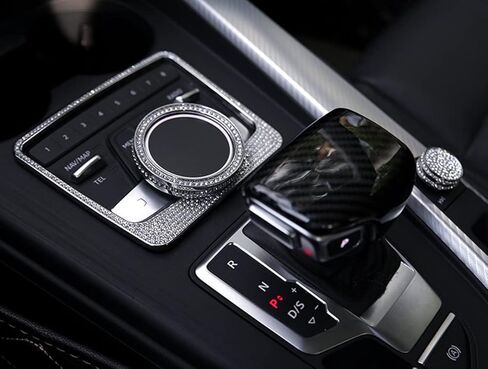 High-end Crystal Interior Modification Bling Rhinestone Stickers 3D Decal Cover Fit for Audi car 2017-2020 A4 A5 (Multimedia knob Cover Size 5.8cm) in Saudi Arabia
