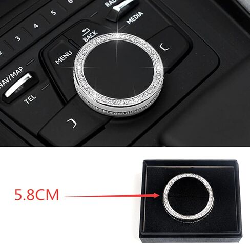 High-end Crystal Interior Modification Bling Rhinestone Stickers 3D Decal Cover Fit for Audi car 2017-2020 A4 A5 (Multimedia knob Cover Size 5.8cm) in Saudi Arabia