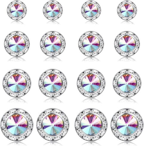BESTEEL 8 Pairs Dance Competition Earrings for Women Acrylic Halo Crystal Rhinestone Stud Earrings for Stage Opera Performance Bridal Party 10/15/18/20mm in Kuwait
