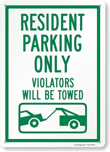 SmartSign 14 x 10 inch “Resident Parking Only, Violators Will Be Towed" Metal Sign, 40 mil Laminated Rustproof Aluminium, White and Green in Saudi Arabia