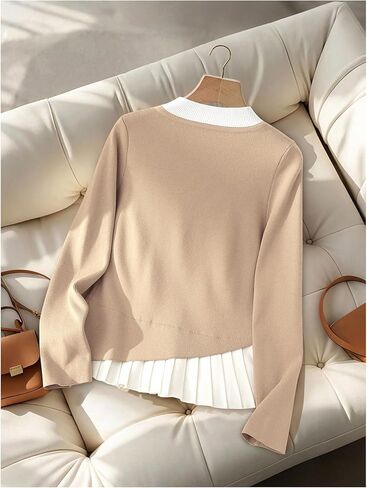 SHENHE Women's Dressy Casual Sweater Mock Neck Pleated Ruffle Gold Button Business Work Sweater in Saudi Arabia
