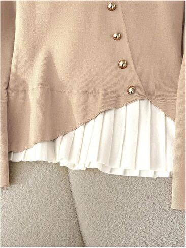SHENHE Women's Dressy Casual Sweater Mock Neck Pleated Ruffle Gold Button Business Work Sweater in Saudi Arabia