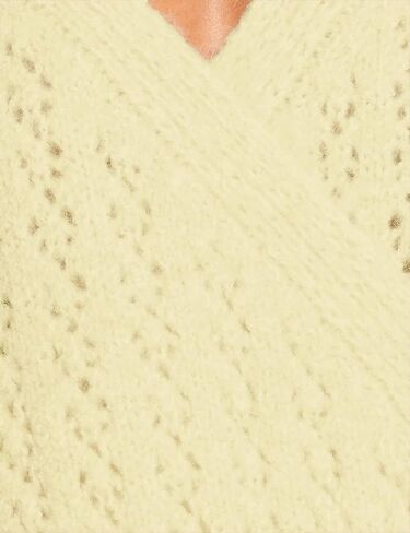 Esmeling Women Bow Tie Wrap Sweater V Neck Lantern Sleeves Knitwear Solid Pullover Cropped Cardigan in Saudi Arabia