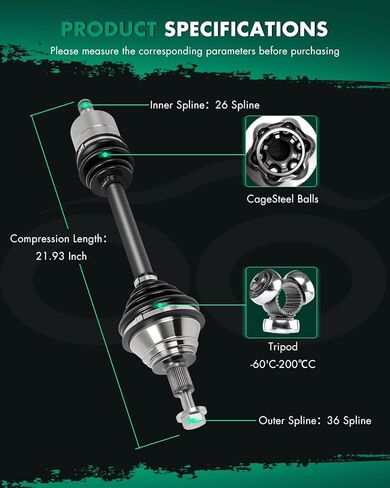SCITOO Front Left CV Axle Shaft Assembly For Volkswagen Golf 2019-2021,For Jetta 2019-2021 NCV72180 in Saudi Arabia