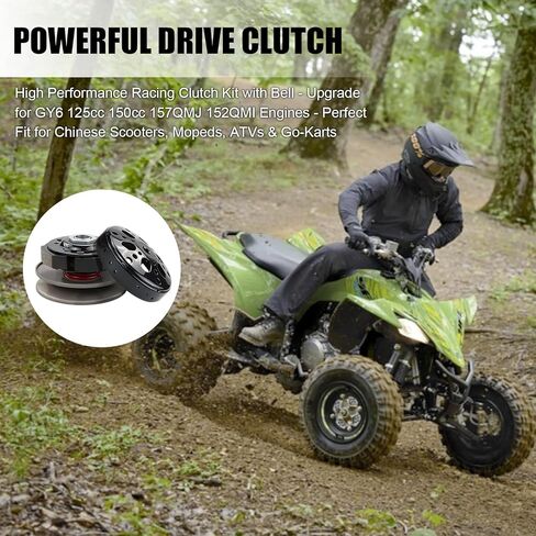 طقم قابض سباق عالي الأداء مع جرس - ترقية لمحركات GY6 125cc 150cc 157QMJ 152QMI - مناسب تمامًا للدراجات البخارية الصينية، والدراجات البخارية، والمركبات ATVs وGo-Karts in Kuwait