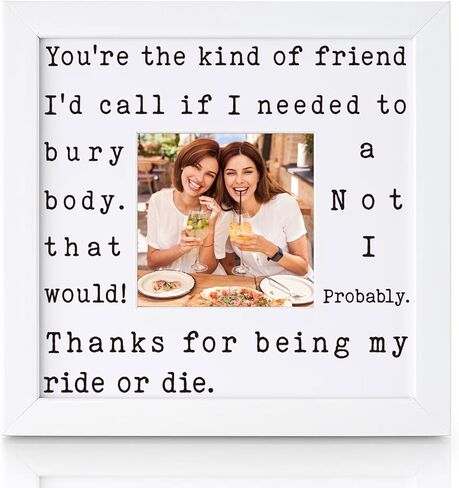 THYGIFTREE Funny Best Friend Gift for Women Ride or Die Friendship Keepsake Picture Frame BFF Birthday Christmas Presents for Her Partner in Crime Soul Sister Dark Humor in Kuwait