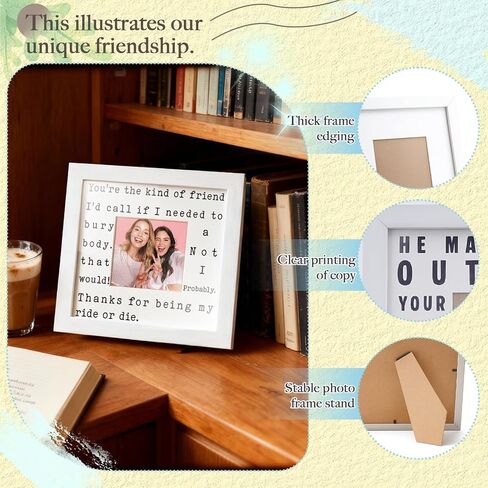 THYGIFTREE Funny Best Friend Gift for Women Ride or Die Friendship Keepsake Picture Frame BFF Birthday Christmas Presents for Her Partner in Crime Soul Sister Dark Humor in Kuwait