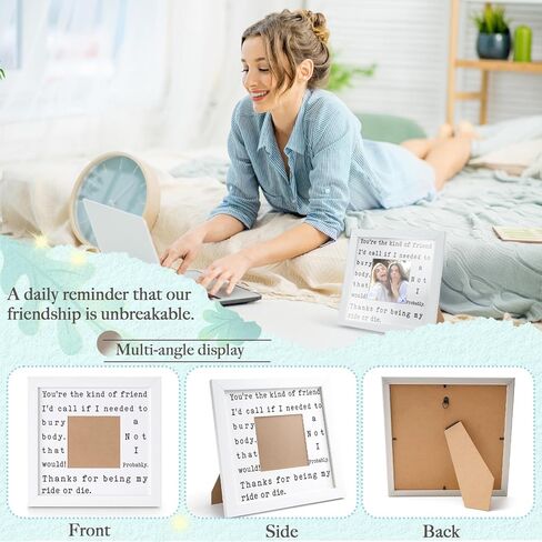 THYGIFTREE Funny Best Friend Gift for Women Ride or Die Friendship Keepsake Picture Frame BFF Birthday Christmas Presents for Her Partner in Crime Soul Sister Dark Humor in Kuwait