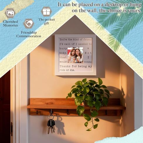 THYGIFTREE Funny Best Friend Gift for Women Ride or Die Friendship Keepsake Picture Frame BFF Birthday Christmas Presents for Her Partner in Crime Soul Sister Dark Humor in Kuwait