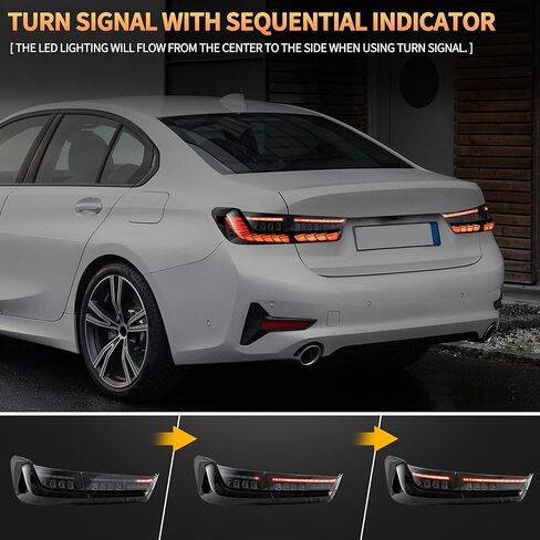مصابيح خلفية VLAND لسيارة BMW 3 Series G20 330i M340i G80 M3 GTS Sedan 2019-2024، مجموعة المصابيح الخلفية مع إشارة الانعطاف الحمراء وشاشة عرض التنفس، زوج واحد (دخان) in Kuwait