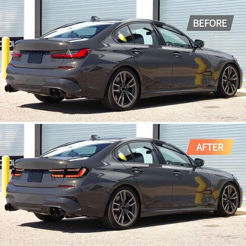 مصابيح خلفية VLAND لسيارة BMW 3 Series G20 330i M340i G80 M3 GTS Sedan 2019-2024، مجموعة المصابيح الخلفية مع إشارة الانعطاف الحمراء وشاشة عرض التنفس، زوج واحد (دخان) in Kuwait
