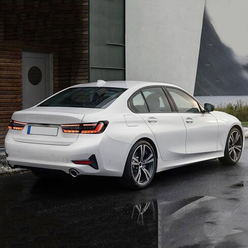 مصابيح خلفية VLAND لسيارة BMW 3 Series G20 330i M340i G80 M3 GTS Sedan 2019-2024، مجموعة المصابيح الخلفية مع إشارة الانعطاف الحمراء وشاشة عرض التنفس، زوج واحد (دخان) in Kuwait