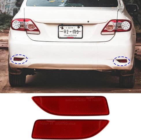 Crapyt Rear Bumper Reflector Tail Light Cover, Rear Left and Right Bumper Reflector Replacement Lamp Cover for ‎81920-02030+81910-02130, Compatible with Toyota Corolla 2011 2012 2013, 1 Pair in Saudi Arabia
