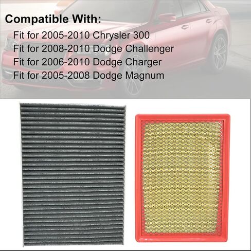 5019002AA Engine Air Filter and 4596501AB Cabin Air Filter Set Fit For 2005-2010 Chrysler 300 2008-2010 Dodge Challenger 2006-2010 Dodge Charger 2005-2008 Dodge Magnum in Kuwait