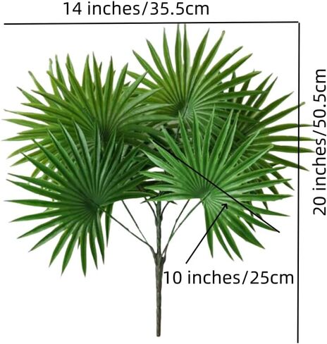 1Pack Tropical Plants Faux Palm Plant,20" Artificial Leaves for Decoration,Plastic Plants for Decoration Indoor,Palm Leaf Ceiling Fan for Tabletop Centerpieces Party Home Decor(Green) in Saudi Arabia