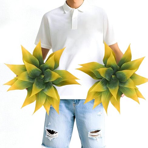 Artificial Agave Plants, Realistic UV Resistant Fake Aesthetic Plants for Outdoor Indoor, Home Decor for Garden, Porch, Doorway, Patio (2PCS, Yellow, Small) in Saudi Arabia