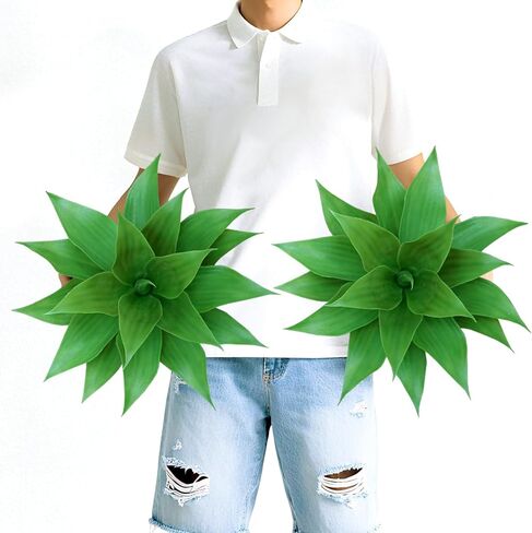 Artificial Agave Plants, Realistic UV Resistant Fake Aesthetic Plants for Outdoor Indoor, Home Decor for Garden, Porch, Doorway, Patio (2PCS, Yellow, Small) in Saudi Arabia