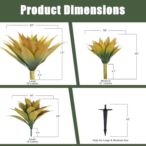 Artificial Agave Plants, Realistic UV Resistant Fake Aesthetic Plants for Outdoor Indoor, Home Decor for Garden, Porch, Doorway, Patio (2PCS, Yellow, Small) in Saudi Arabia