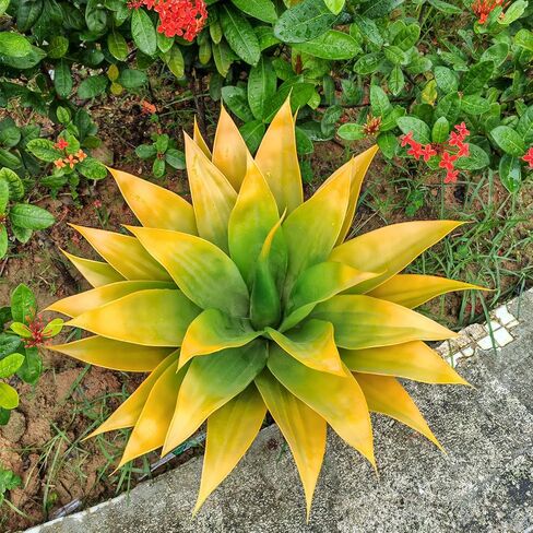 Artificial Agave Plants, Realistic UV Resistant Fake Aesthetic Plants for Outdoor Indoor, Home Decor for Garden, Porch, Doorway, Patio (2PCS, Yellow, Small) in Saudi Arabia
